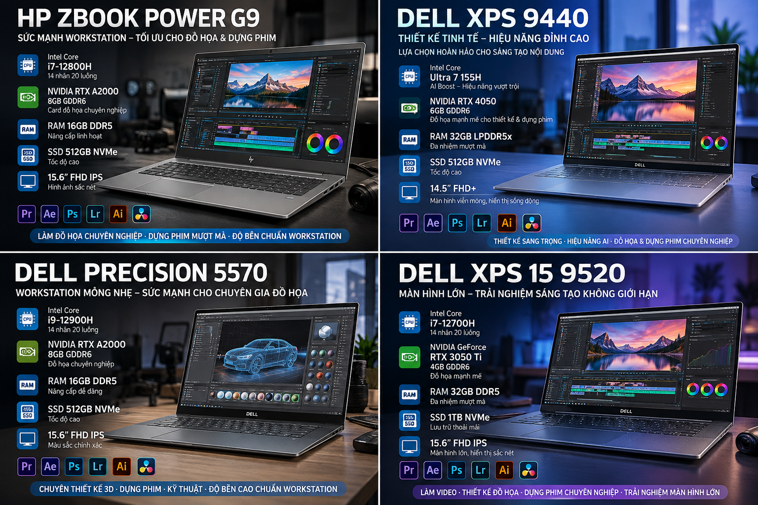 #top 4 mẫu laptop đồ họa đáng mua dell xps 9440 dell xps 9520 dell pre 5570 zbook g9